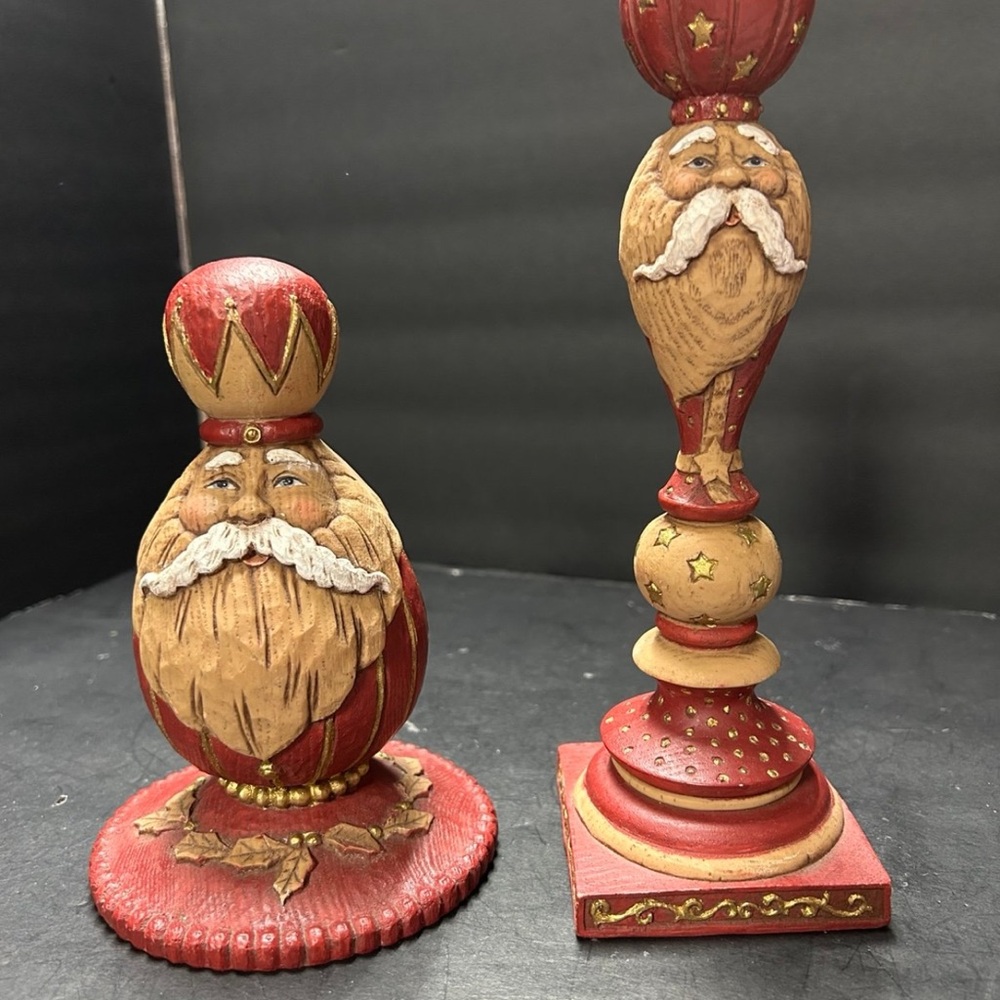 Red & Gold Santa Figurine Set